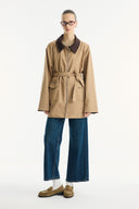 Parka with Contrast Collar and Tape Detail