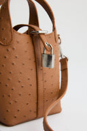 Lock-Detailed Faux Leather Bag - Camel