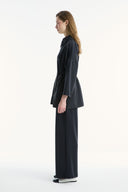 Wide-Collar Trimmed Wide-Leg Trouser Set