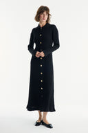 Nellie Gold Button-Detail Knit Dress