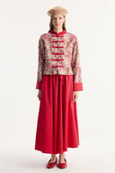 Floral Pattern Jacket and Skirt Set