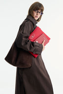 Long Trench Coat with Epaulet and Belt Detail