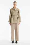 Striped Shirt with Collar and Button Detail - earth