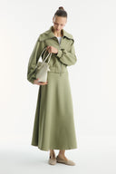 Wide Collar Zippered Scuba Skirt Set