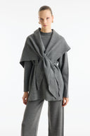 Shawl Detail Knitted Pants Set
