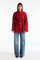 Accessory Loop Detail Stand-Up Collar Jacket