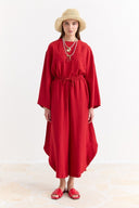 Linen Trousers Set with Waist Tie Detail