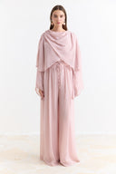 Shoulder Pleat Detail Yoryo Chiffon Pants Set