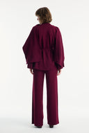 Scarf-Detailed Knitted Trousers Set