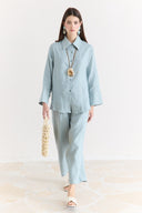 Organic Linen Shirt with Sleeve Cuff Detail