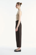 Velvet-Look Trousers with Dart Details and Diagonal Design