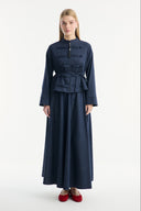 Denim Skirt Set with Front Detailing
