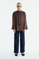 Suede Shirt with Front Button Placket
