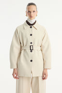 Button-Detailed Belted Jacket