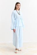 Linen Trousers Set with Waist Tie Detail