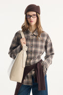Plaid Shirt with Waist-Defining Detail