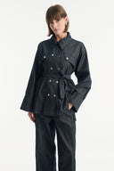 Denim Suit with Metal Button Detail