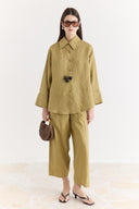 Organic Linen Shirt with Sleeve Cuff Detail