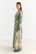 Satin Printed Yoryo Chiffon Dress
