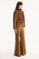 Suede-Look Jacket with Piping Detail