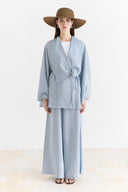 Jacket Collar Striped Trouser Set