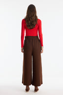 Trimmed Sash-Tie Straight-Leg Knit Pants