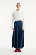 Stitched Detail Flared Denim Skirt