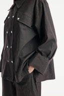 Denim Suit with Metal Button Detail
