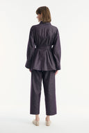 Denim Suit with Metal Button Detail