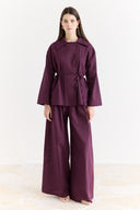 Button-Detail Linen Trouser Set