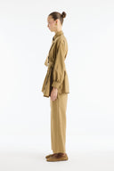 Button-Detail Ribbed Pants Set
