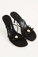 Oval Stone Detailed Heeled Mules