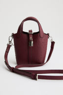 Lock Detail Faux Leather Bag - Burgundy