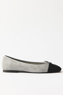 Genuine Suede Ballet Flats with Bow Detail