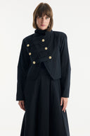 Skirt Set with Asymmetric Button Detail