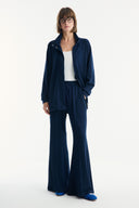 Belt-Detail Stand-Collar Set with Relaxed Trousers