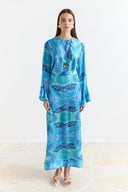 Satin Printed Yoryo Chiffon Dress