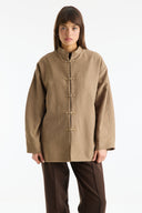 Accessory Loop Detail Stand-Up Collar Jacket