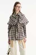 Detachable Shawl Collar Cotton Plaid Shirt