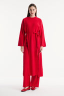 Basic Knit Co-ord Set with Slit Detail Trousers