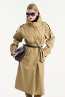 Long Trench Coat with Epaulet and Belt Detail