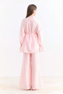 Trouser Set with Sleeve Ruffle Detail