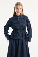 Denim Skirt Set with Front Detailing