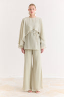 Cross-Cape Detail Yoryo Chiffon Pants Set