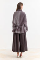 Lace-Detail Striped Shirt