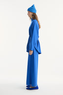 Stand-Up Collar Belted Set with Comfortable Trousers