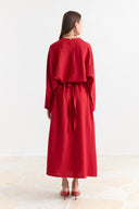 Wide Sleeve Detail Linen Dress