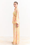 Sophia Satin Printed Yoryo Chiffon Pants Set