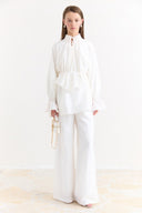 Trouser Set with Ruffle Sleeve Details