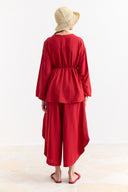 Linen Trousers Set with Waist Tie Detail